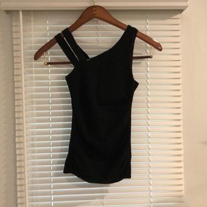 Tank top black slightly ruched